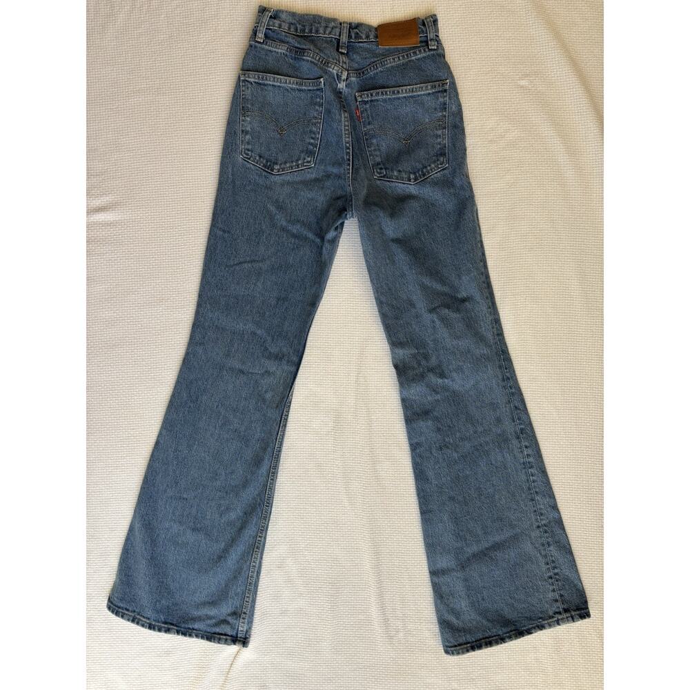 Levi's Premium 70s High Rise Flare Jeans Women 25 L Big E Retro Hippie Festival - Picture 2 of 13